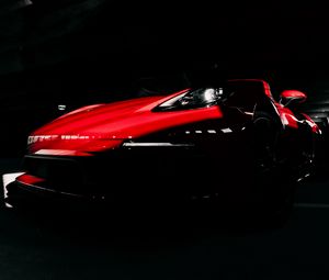 Preview wallpaper car, sports car, red, headlight