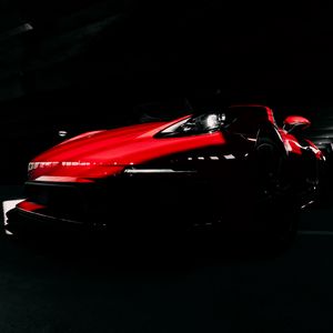 Preview wallpaper car, sports car, red, headlight