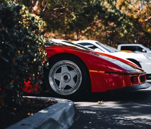 Preview wallpaper car, sports car, red, wheel