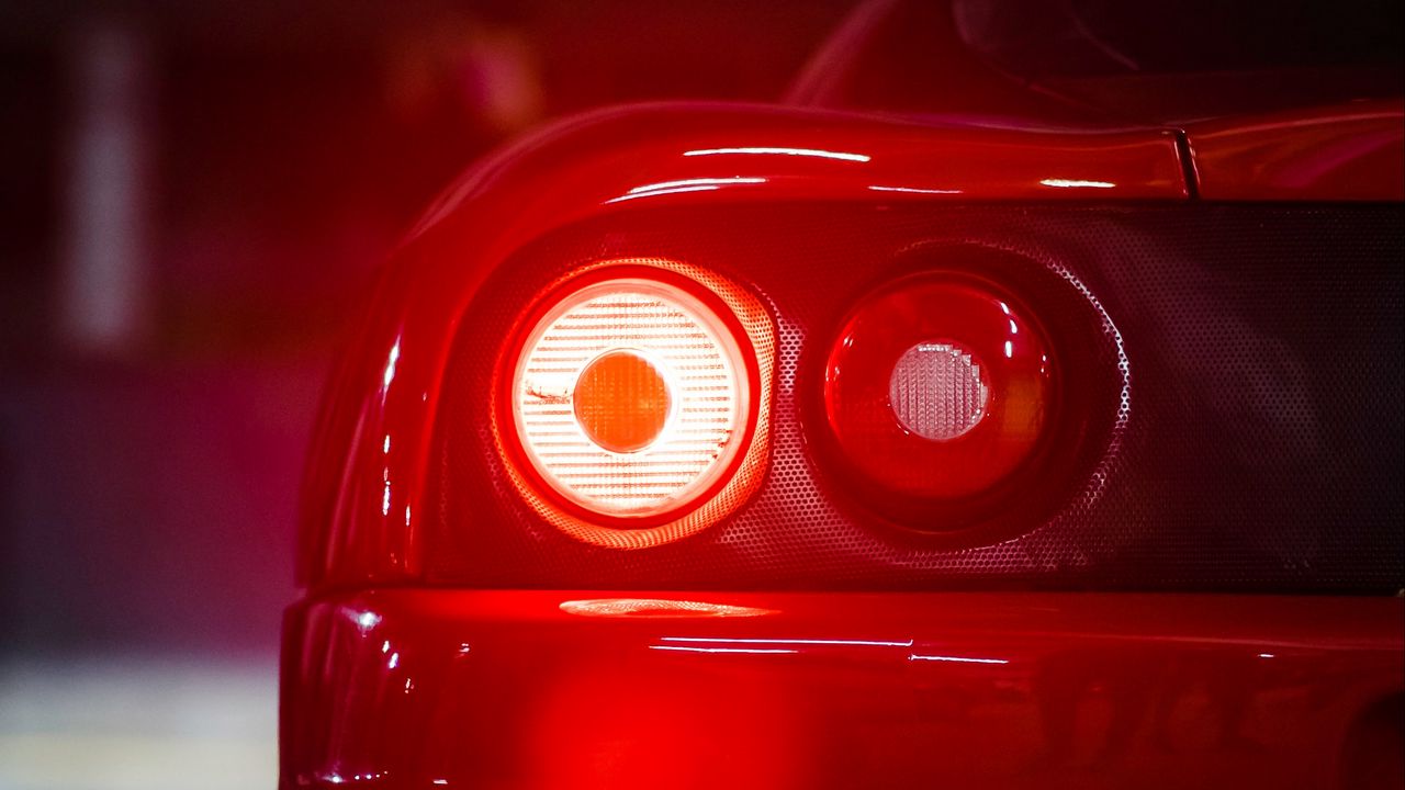 Wallpaper car, sports car, red, tailights, light, back view