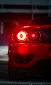 Preview wallpaper car, sports car, red, tailights, light, back view