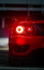 Preview wallpaper car, sports car, red, tailights, light, back view