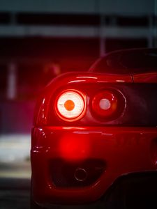 Preview wallpaper car, sports car, red, tailights, light, back view