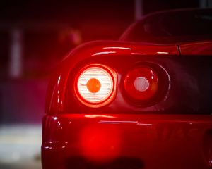Preview wallpaper car, sports car, red, tailights, light, back view