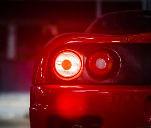 Preview wallpaper car, sports car, red, tailights, light, back view