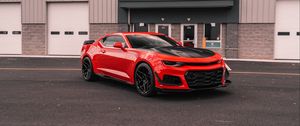 Preview wallpaper car, sports car, red, asphalt, parking