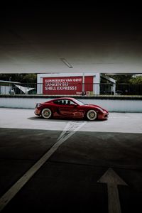 Preview wallpaper car, sports car, side view, red, road