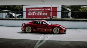 Preview wallpaper car, sports car, side view, red, road