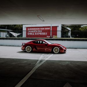 Preview wallpaper car, sports car, side view, red, road