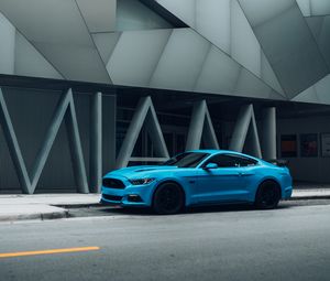 Preview wallpaper car, sports car, side view, road, blue