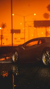 Preview wallpaper car, sports car, sunset, night