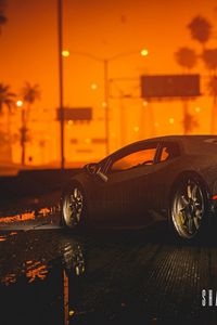 Preview wallpaper car, sports car, sunset, night