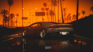 Preview wallpaper car, sports car, sunset, night