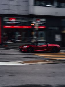 Preview wallpaper car, sports car, supercar, red, street, speed