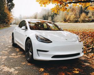 Preview wallpaper car, sports car, white, autumn