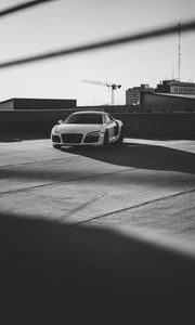 Preview wallpaper car, sports car, white, front view, bw