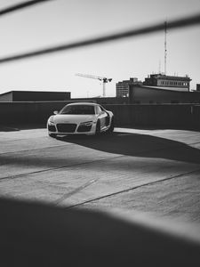 Preview wallpaper car, sports car, white, front view, bw