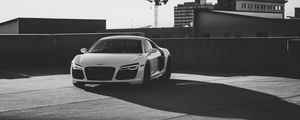 Preview wallpaper car, sports car, white, front view, bw