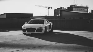 Preview wallpaper car, sports car, white, front view, bw