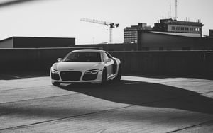 Preview wallpaper car, sports car, white, front view, bw