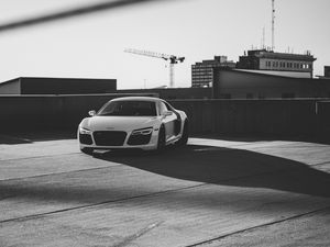 Preview wallpaper car, sports car, white, front view, bw