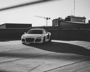 Preview wallpaper car, sports car, white, front view, bw