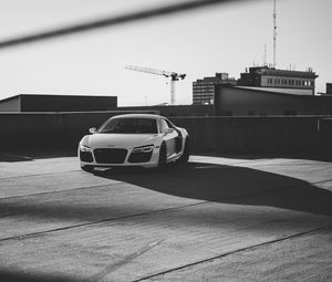 Preview wallpaper car, sports car, white, front view, bw