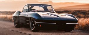 Preview wallpaper car, sportscar, black, old, road