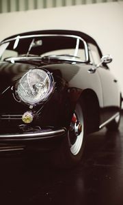 Preview wallpaper car, sportscar, black, headlight, front view