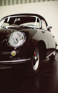 Preview wallpaper car, sportscar, black, headlight, front view