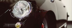 Preview wallpaper car, sportscar, black, headlight, front view