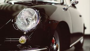 Preview wallpaper car, sportscar, black, headlight, front view