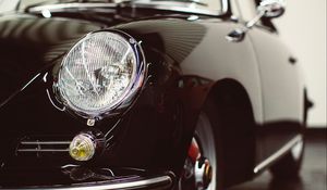 Preview wallpaper car, sportscar, black, headlight, front view