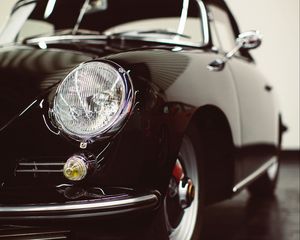 Preview wallpaper car, sportscar, black, headlight, front view