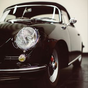 Preview wallpaper car, sportscar, black, headlight, front view