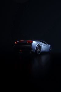 Preview wallpaper car, sportscar, dark, rear view, backlight