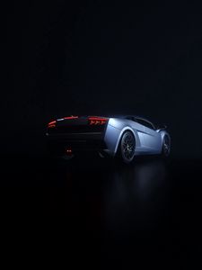 Preview wallpaper car, sportscar, dark, rear view, backlight