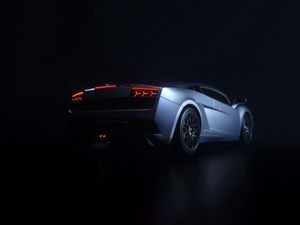 Preview wallpaper car, sportscar, dark, rear view, backlight