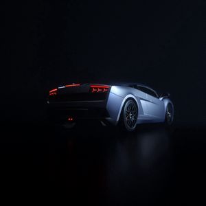 Preview wallpaper car, sportscar, dark, rear view, backlight