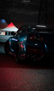 Preview wallpaper car, sportscar, dark, wet, rear view