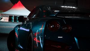 Preview wallpaper car, sportscar, dark, wet, rear view