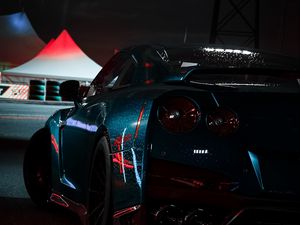 Preview wallpaper car, sportscar, dark, wet, rear view