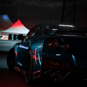 Preview wallpaper car, sportscar, dark, wet, rear view