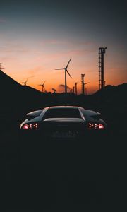 Preview wallpaper car, sportscar, dark, rear view, dusk