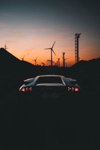 Preview wallpaper car, sportscar, dark, rear view, dusk