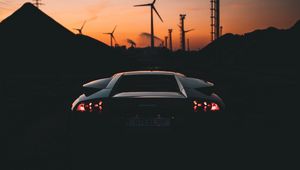 Preview wallpaper car, sportscar, dark, rear view, dusk