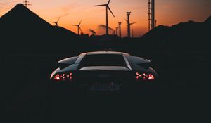 Preview wallpaper car, sportscar, dark, rear view, dusk