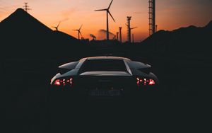 Preview wallpaper car, sportscar, dark, rear view, dusk