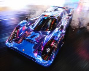 Preview wallpaper car, sportscar, drift, speed, smoke, lights