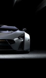 Preview wallpaper car, sportscar, gray, front view, dark